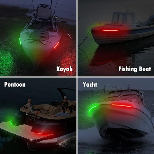 Boat Navigation Lights (Red and Green), (1 Pair) 12 Inches LED Navigation Lights for Boats, Boat Lights Bow and Stern for Marine, Kayak, Jon Boat, Bass Boat, Fishing Boat and Pontoon (Red and Green)