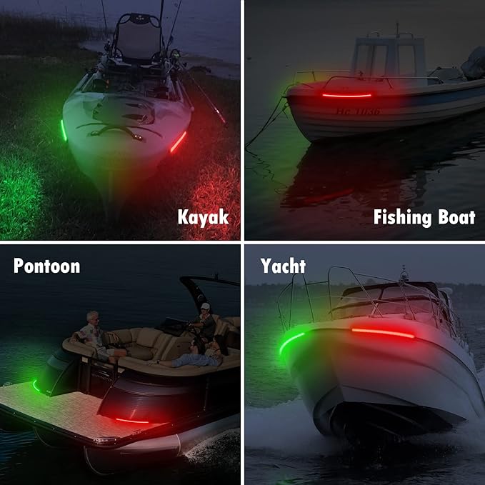 Boat Navigation Lights (Red and Green), (1 Pair) 12 Inches LED Navigation Lights for Boats, Boat Lights Bow and Stern for Marine, Kayak, Jon Boat, Bass Boat, Fishing Boat and Pontoon (Red and Green)