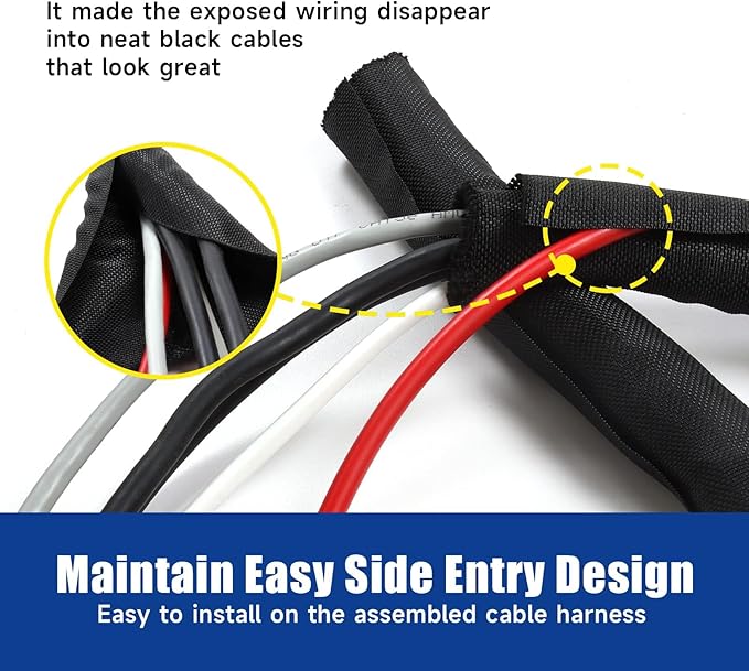 25 ' Nylon Wire Loom Split Sleeving Bundle for all your wiring needs - 25' Black 3 Sizes